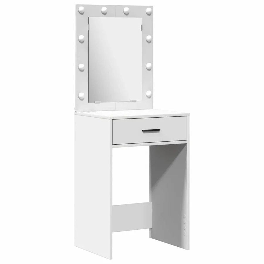 Ensemble de table de maquillage avec LED avec porte 2 pcs Blanc - 5