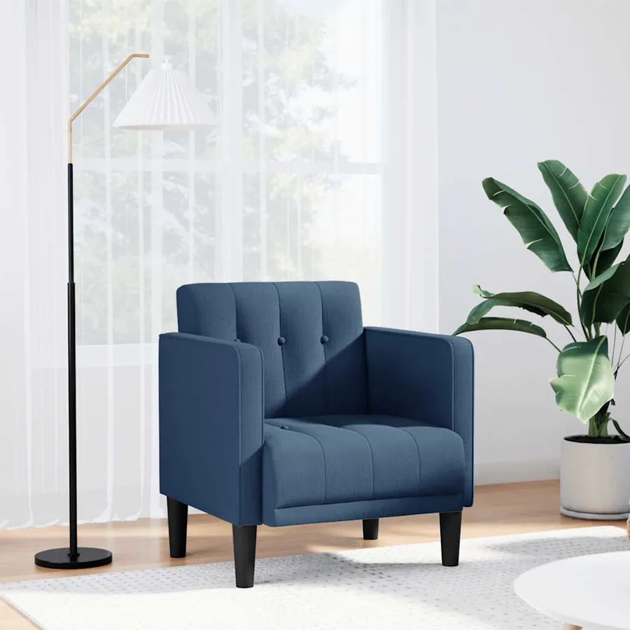 Fauteuil canapé avec accoudoirs tissu bleu 53 cm