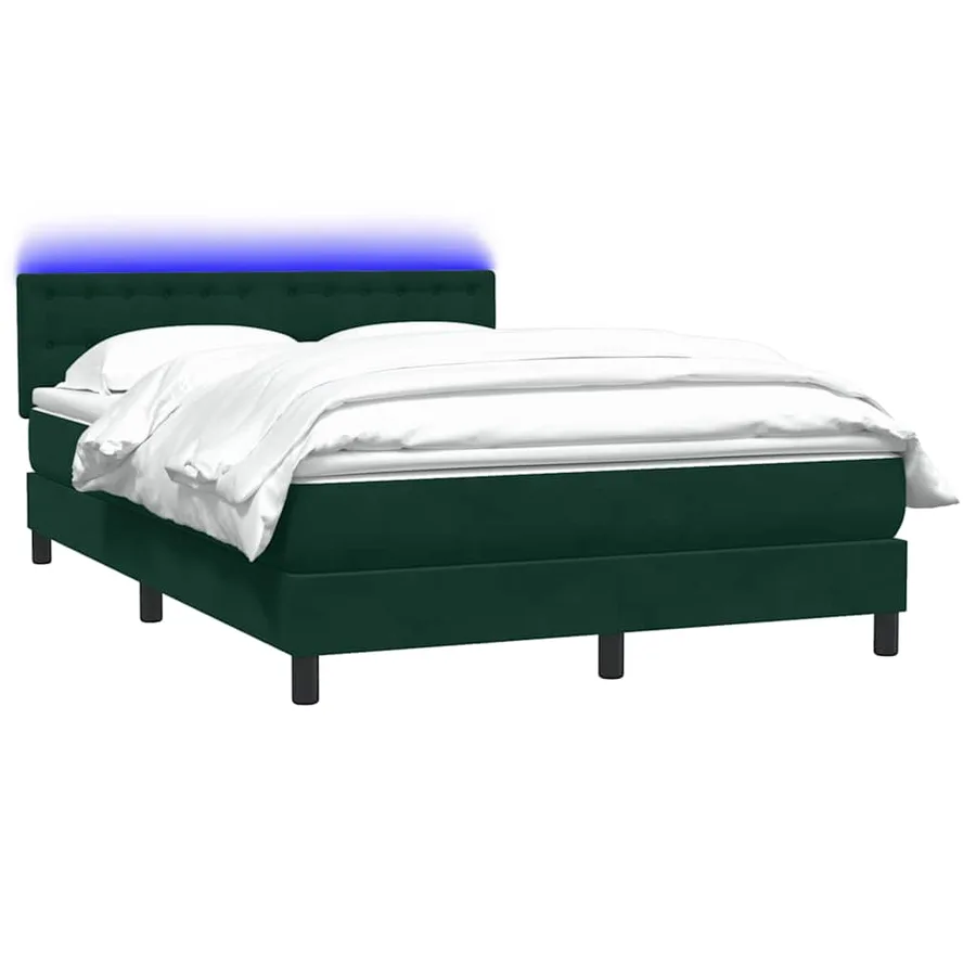 Sommier à lattes de lit et matelas et LED vert foncé 160x220cm velours - 3