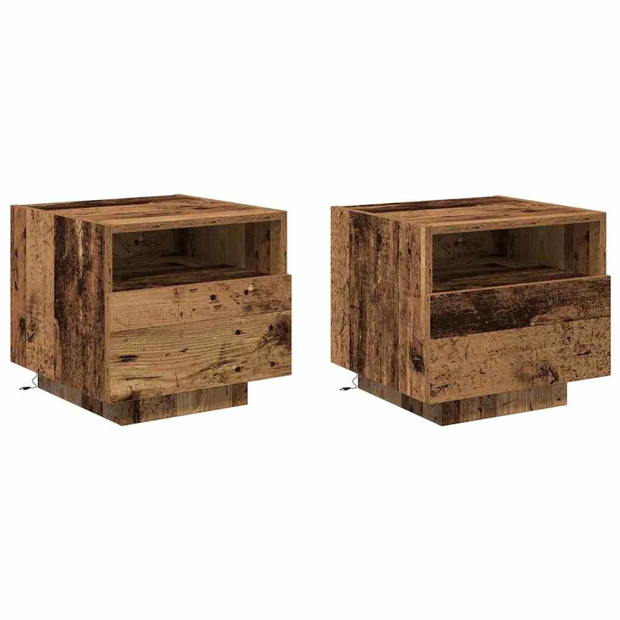 Cabinet de chevet avec tiroir 2 pcs Bois ancien 40 x 39 x 37 cm - 2