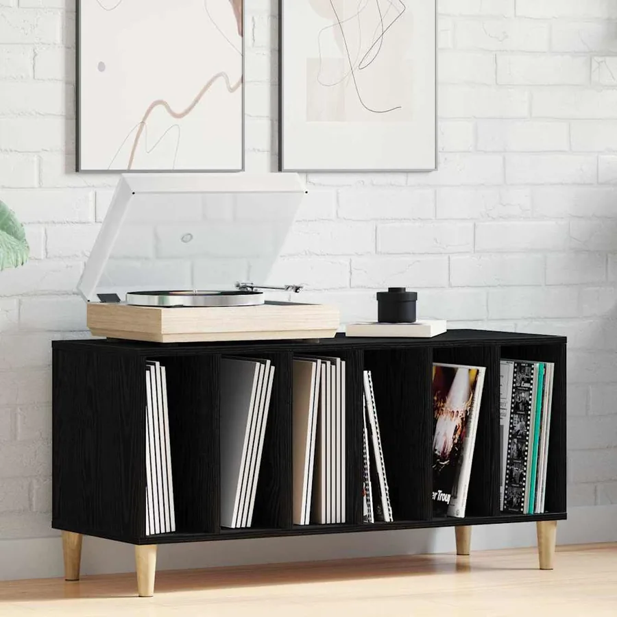Meuble à vinyles Chêne noir 100 x 38 x 48 cm Bois d'ingénierie