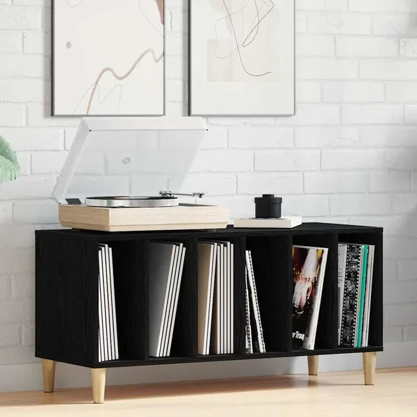 Meuble à vinyles Chêne noir 100 x 38 x 48 cm Bois d'ingénierie