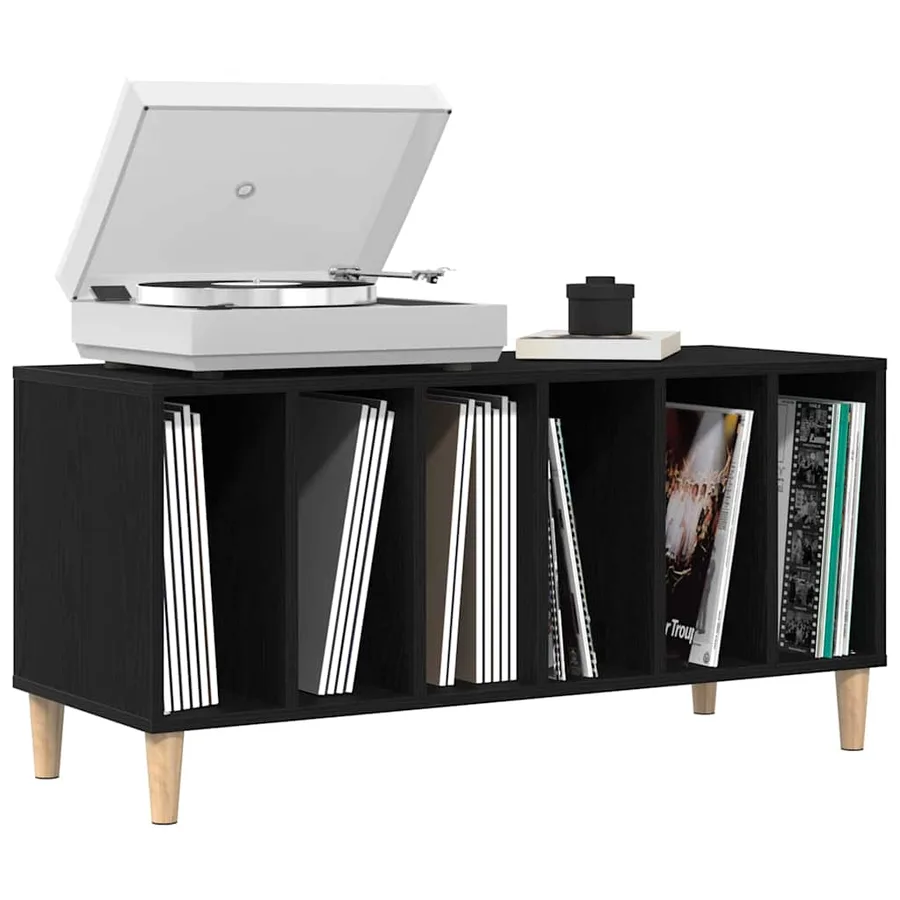 Meuble à vinyles Chêne noir 100 x 38 x 48 cm Bois d'ingénierie - 3