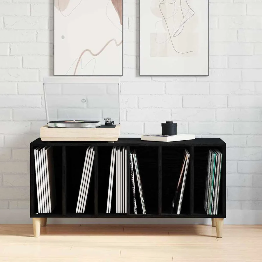 Meuble à vinyles Chêne noir 100 x 38 x 48 cm Bois d'ingénierie - 4