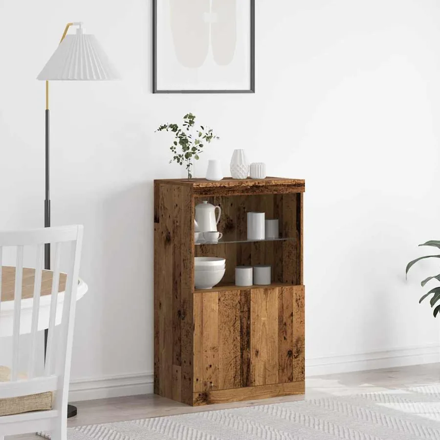 Buffet LED Marron 60 x 37 x 100 cm Bois d'ingénierie
