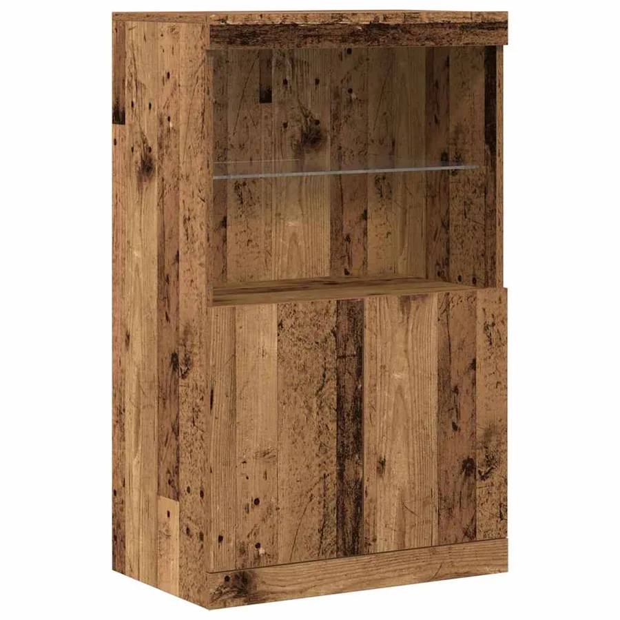 Buffet LED Marron 60 x 37 x 100 cm Bois d'ingénierie - 2