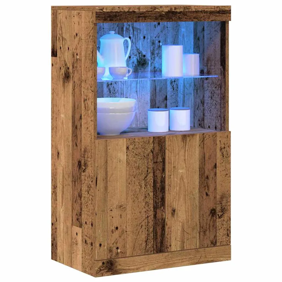 Buffet LED Marron 60 x 37 x 100 cm Bois d'ingénierie - 3