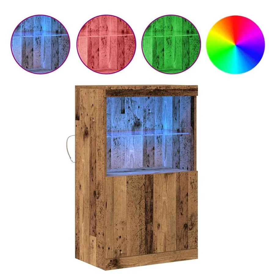 Buffet LED Marron 60 x 37 x 100 cm Bois d'ingénierie - 4
