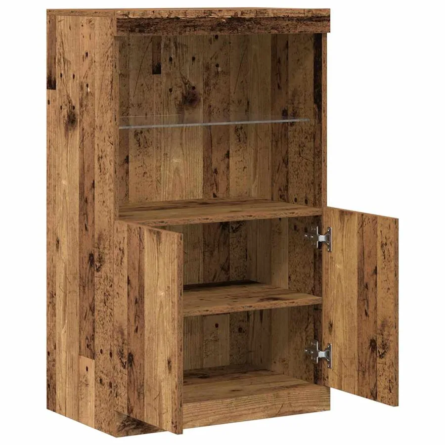 Buffet LED Marron 60 x 37 x 100 cm Bois d'ingénierie - 6