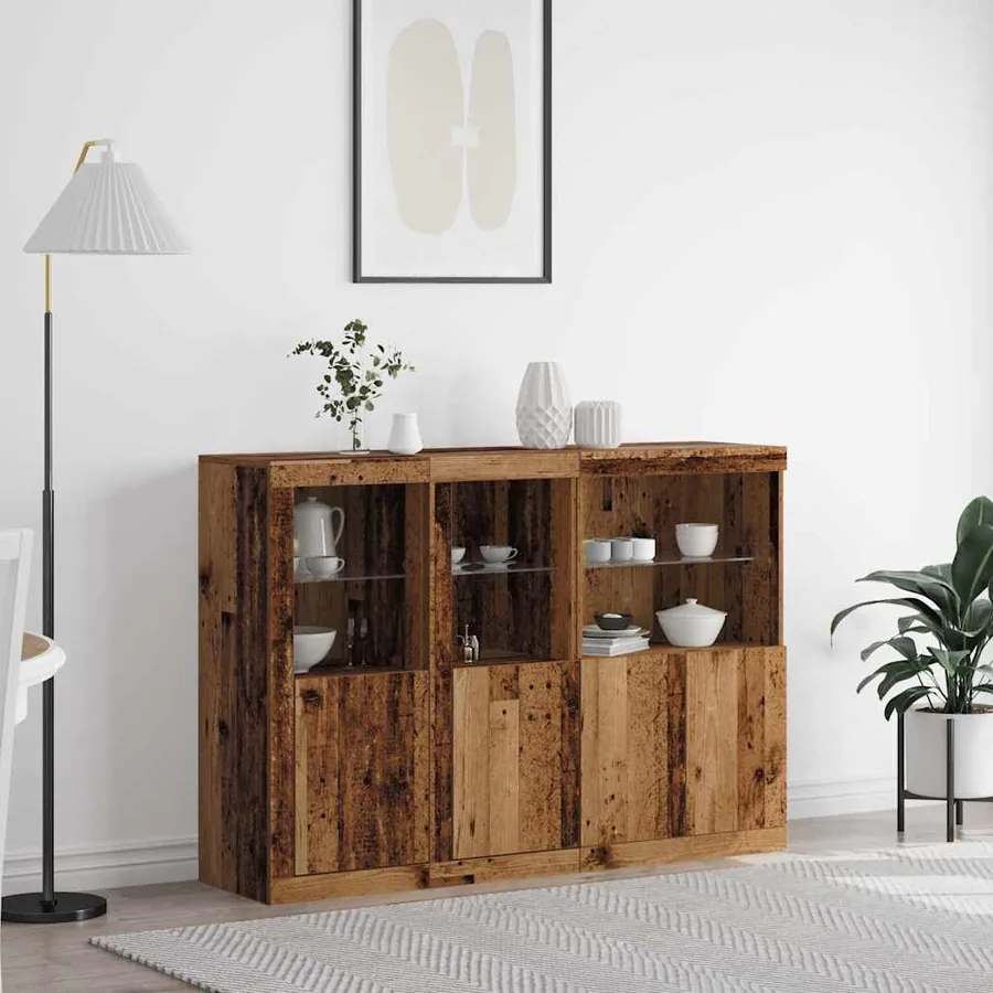 Buffet LED Bois ancien 142,5 x 37 x 100 cm Bois d'ingénierie