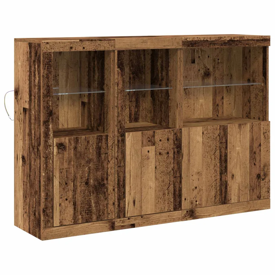 Buffet LED Bois ancien 142,5 x 37 x 100 cm Bois d'ingénierie - 2