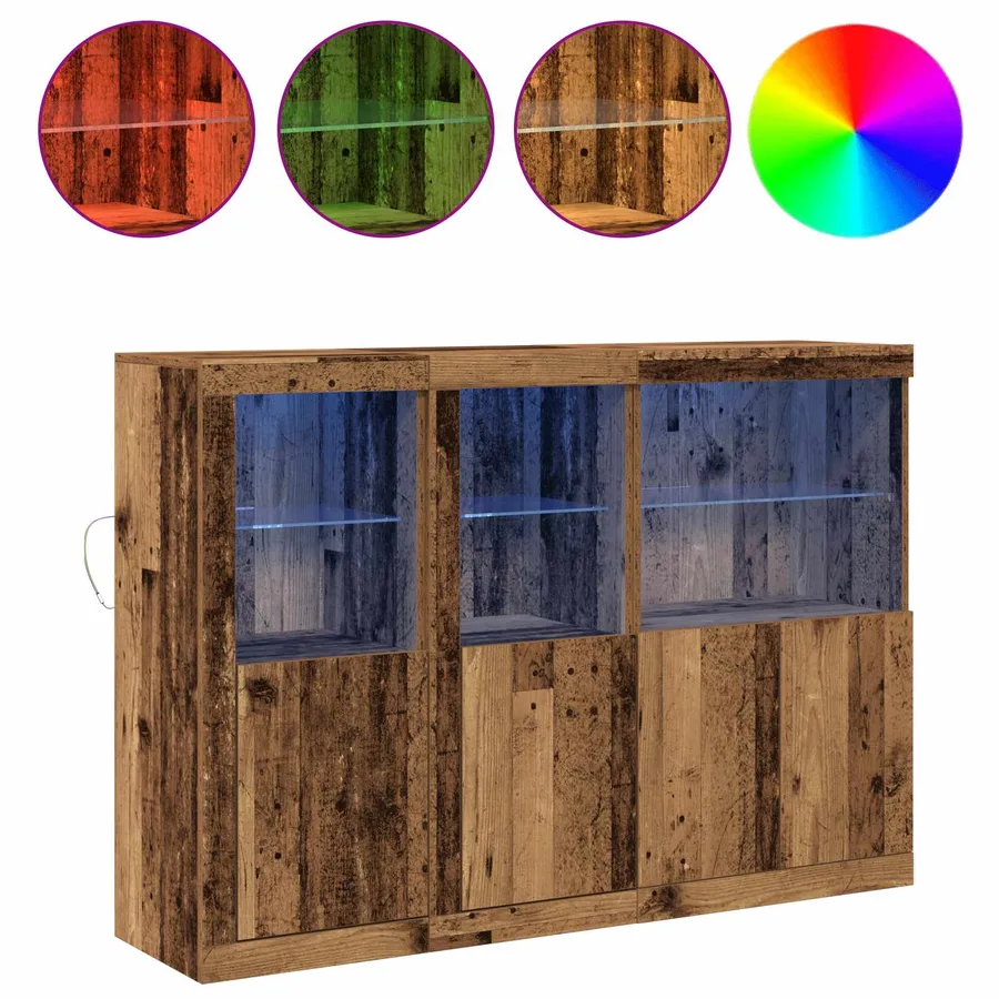 Buffet LED Bois ancien 142,5 x 37 x 100 cm Bois d'ingénierie - 4