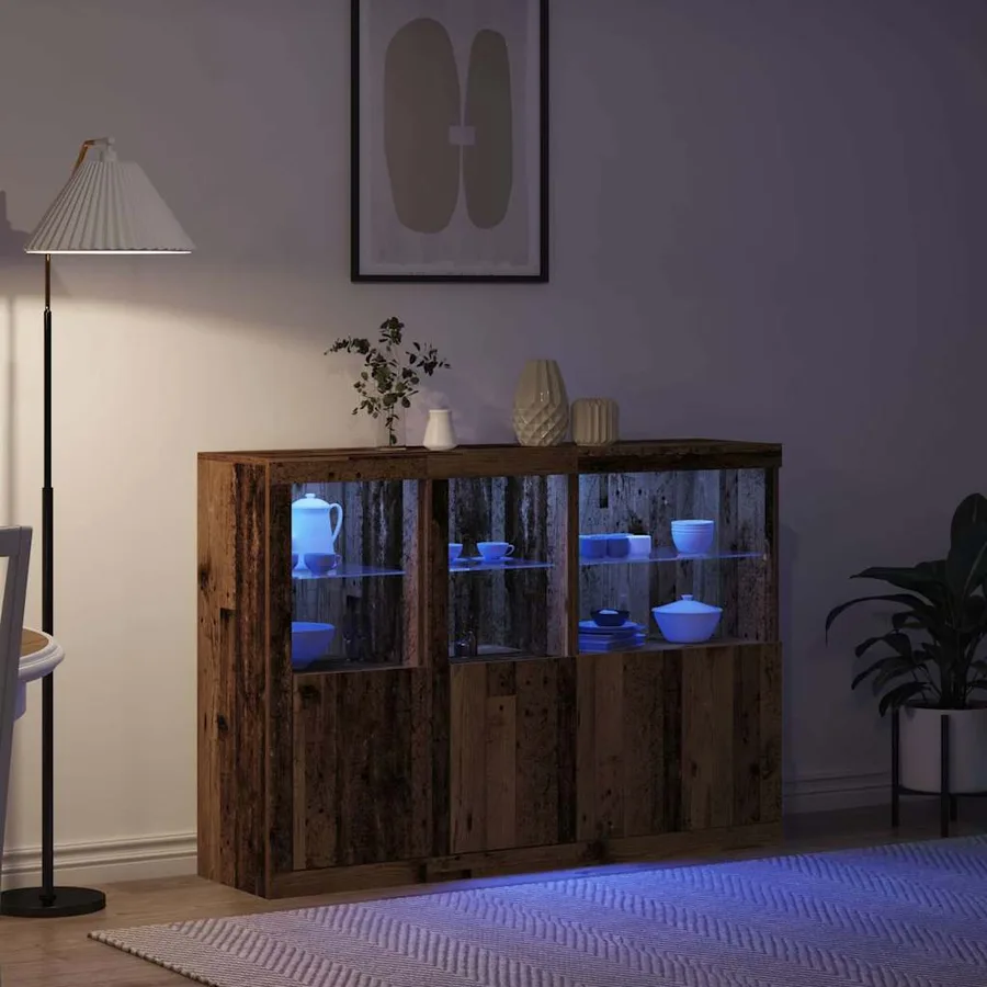 Buffet LED Bois ancien 142,5 x 37 x 100 cm Bois d'ingénierie - 5