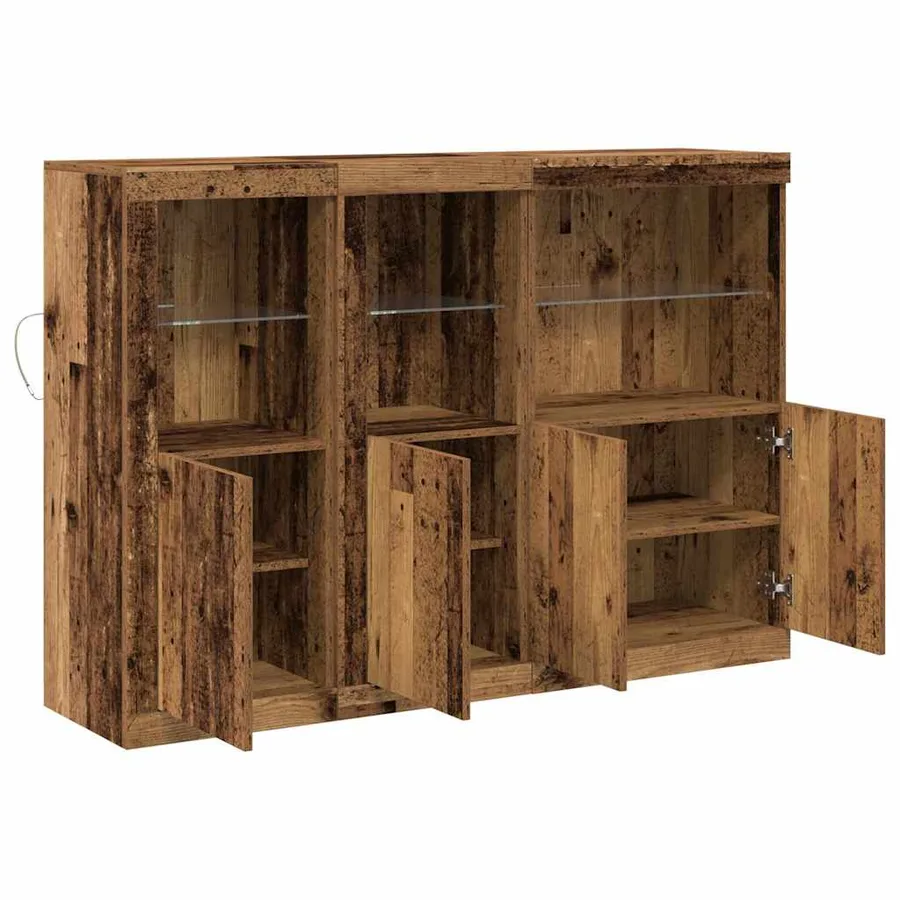 Buffet LED Bois ancien 142,5 x 37 x 100 cm Bois d'ingénierie - 7