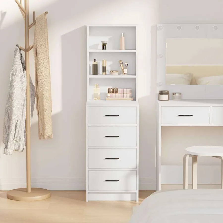 Haut Armoire Blanc 40 x 41 x 135 cm Bois d'ingénierie - 4