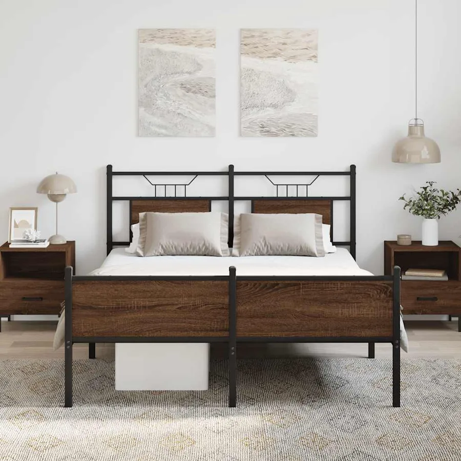 Cadre de lit sans matelas chêne marron 140x190 cm - 4