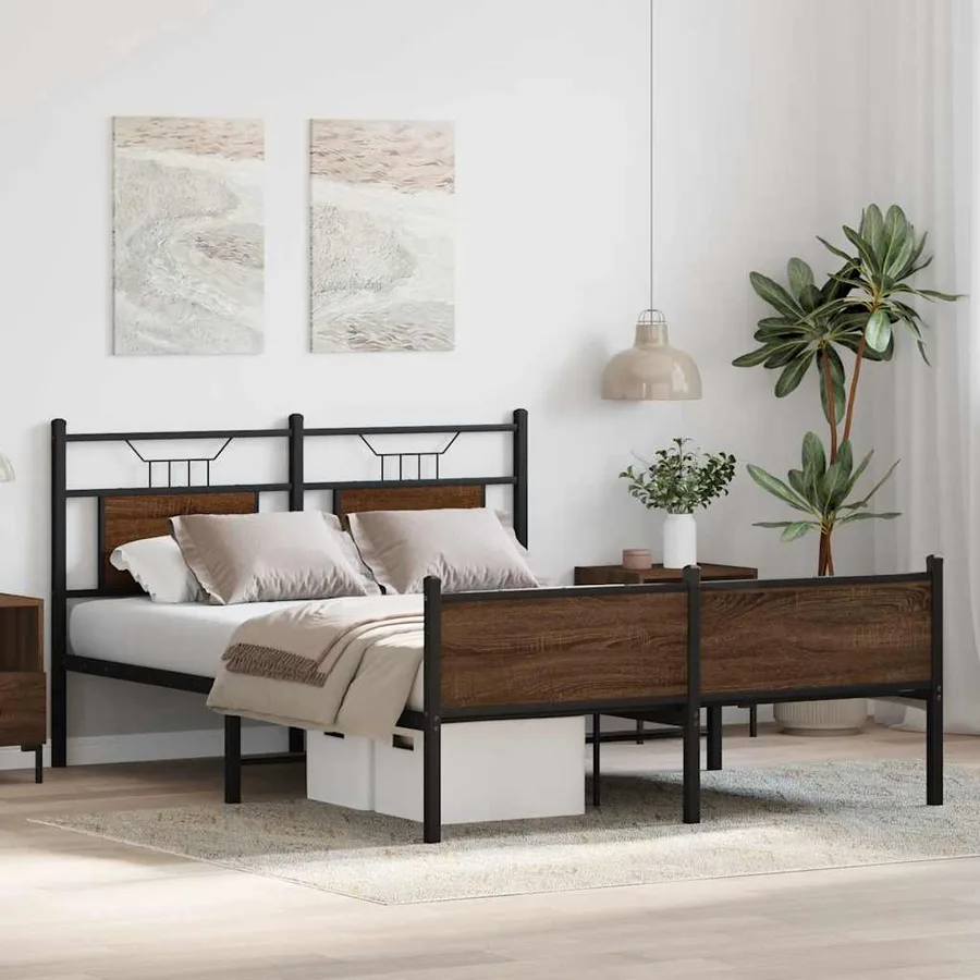 Cadre de lit sans matelas chêne marron 140x190 cm - 5