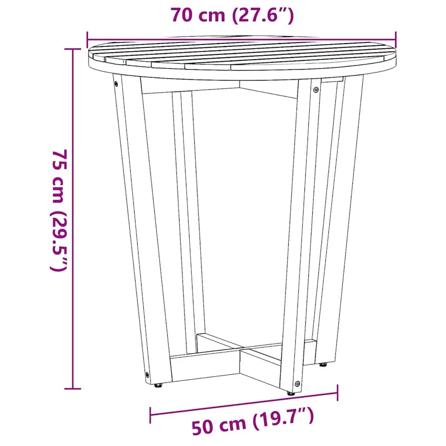 Ensemble de salle à manger de jardin 3 pcs en bois massif d'acacia - 10