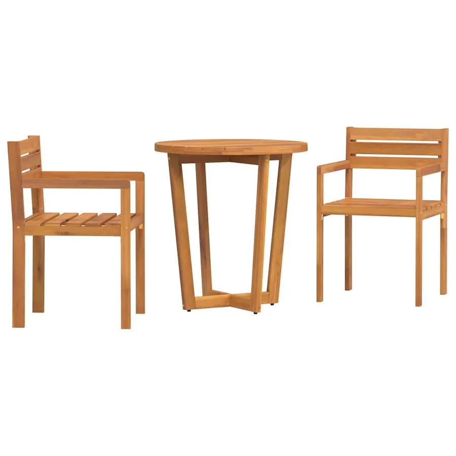 Ensemble de salle à manger de jardin 3 pcs en bois massif d'acacia - 2