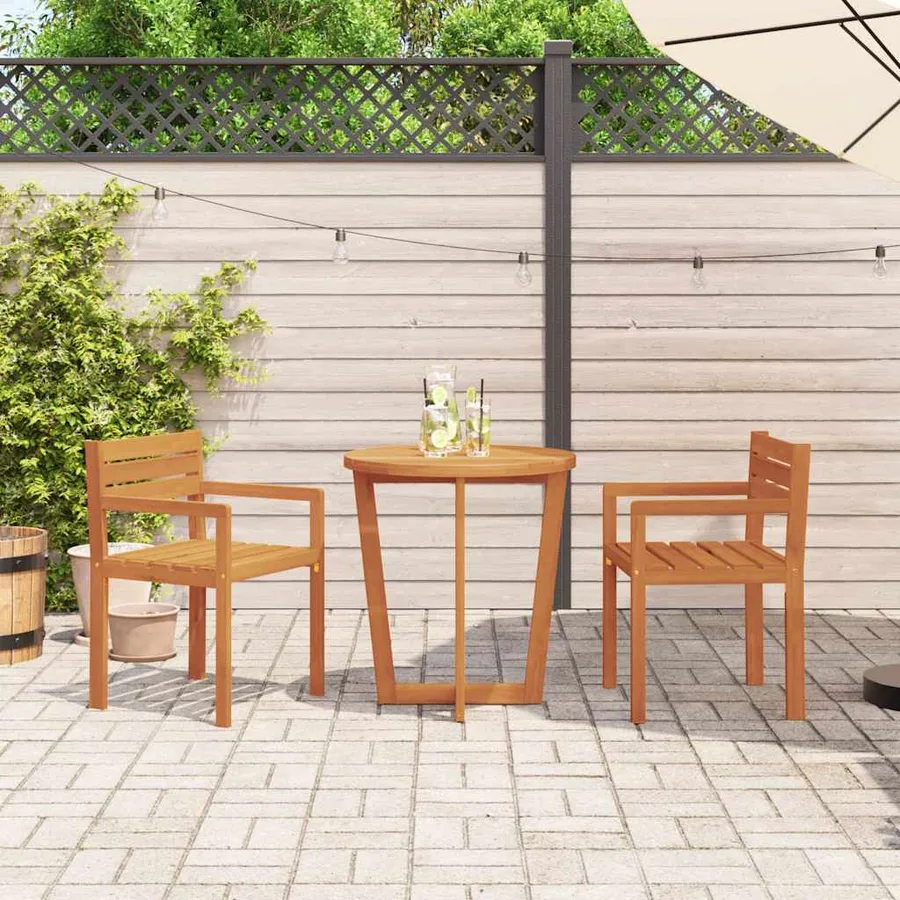 Ensemble de salle à manger de jardin 3 pcs en bois massif d'acacia - 3