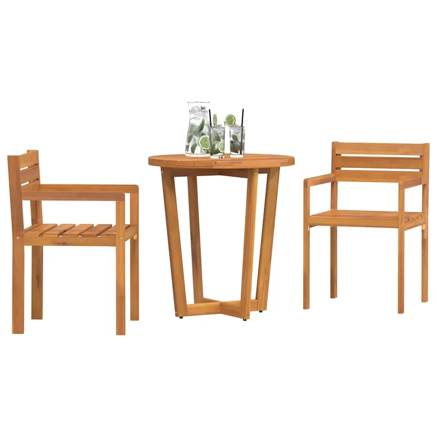 Ensemble de salle à manger de jardin 3 pcs en bois massif d'acacia - 4