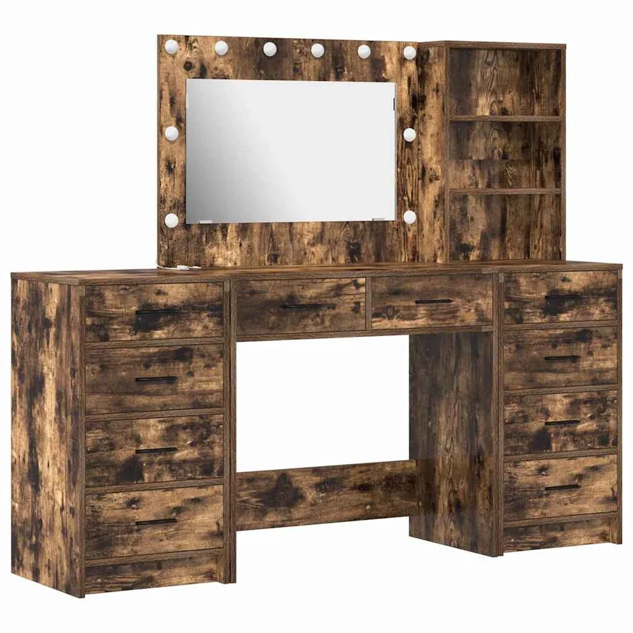 Table de Toilette 3 pcs Chêne fumé Bois d'ingénierie - 2