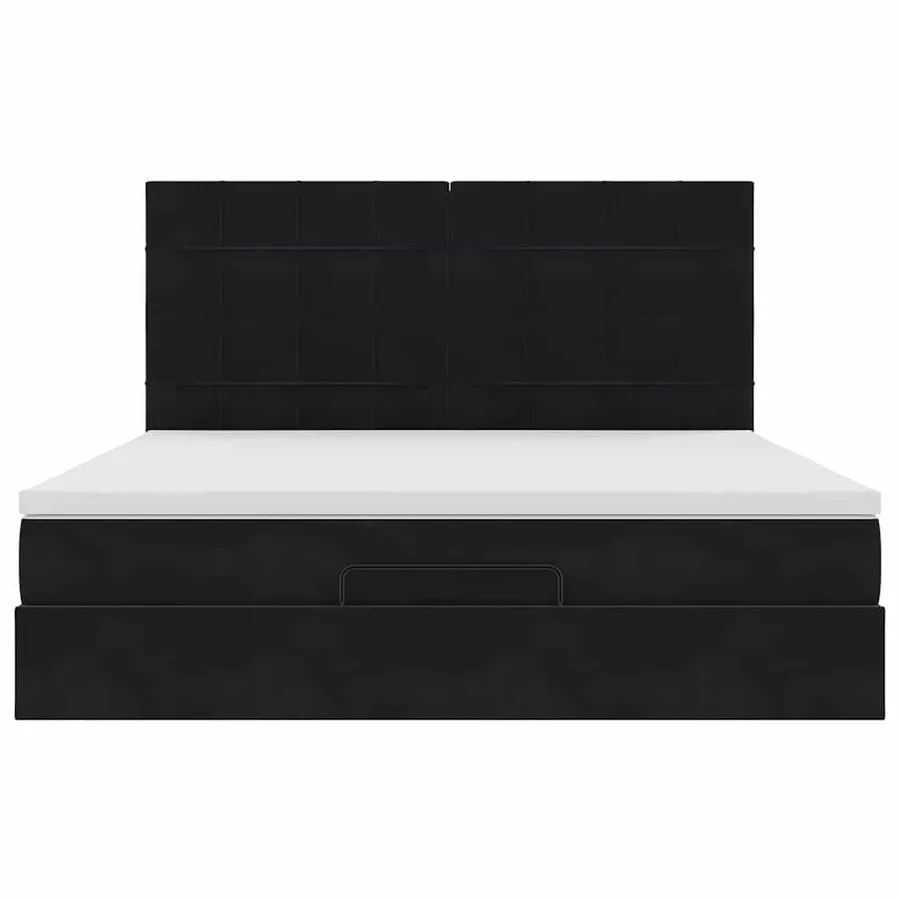 Cadre de lit ottoman avec matelas noir 180x200cm velours - 7