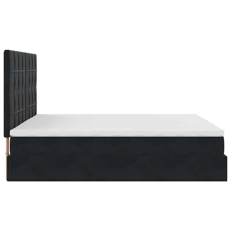 Cadre de lit ottoman avec matelas noir 180x200cm velours - 8