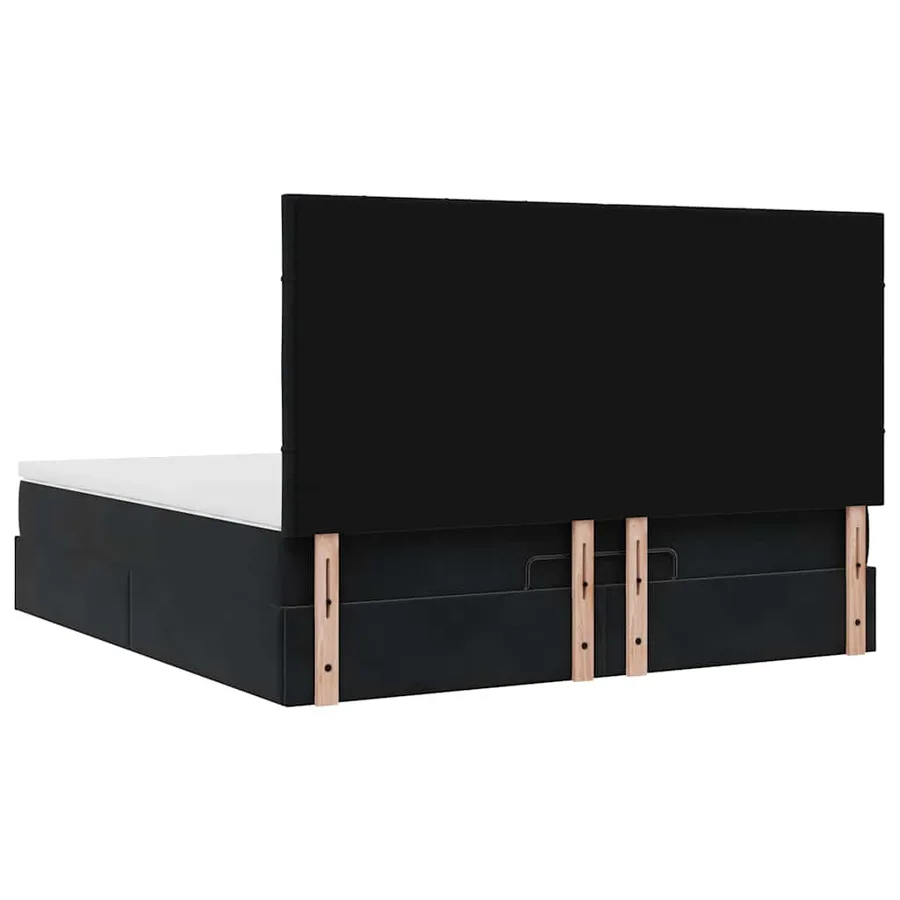 Cadre de lit ottoman avec matelas noir 180x200cm velours - 9