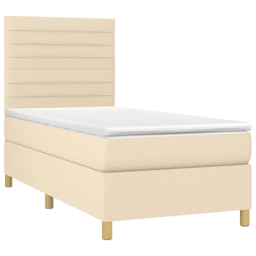 Sommier à lattes de lit et matelas et LED Crème 80x200 cm Tissu - 3