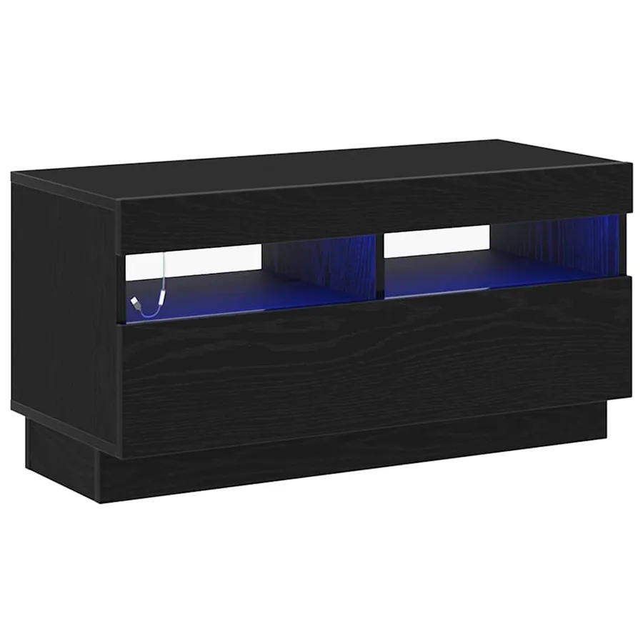 Meuble TV Chêne noir 80 x 35 x 40 cm Bois d'ingénierie - 2