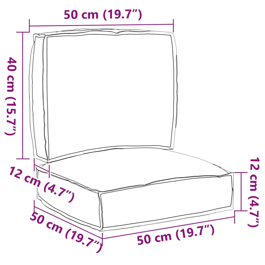 Set de coussins de palette 2 pcs Gris 50 x 50 x 12 cm - 4