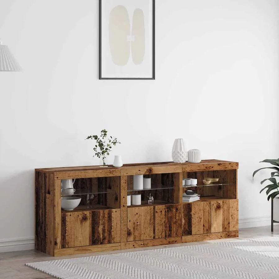 Buffet LED Bois Ancien 181 x 37 x 67 cm Bois d'ingénierie