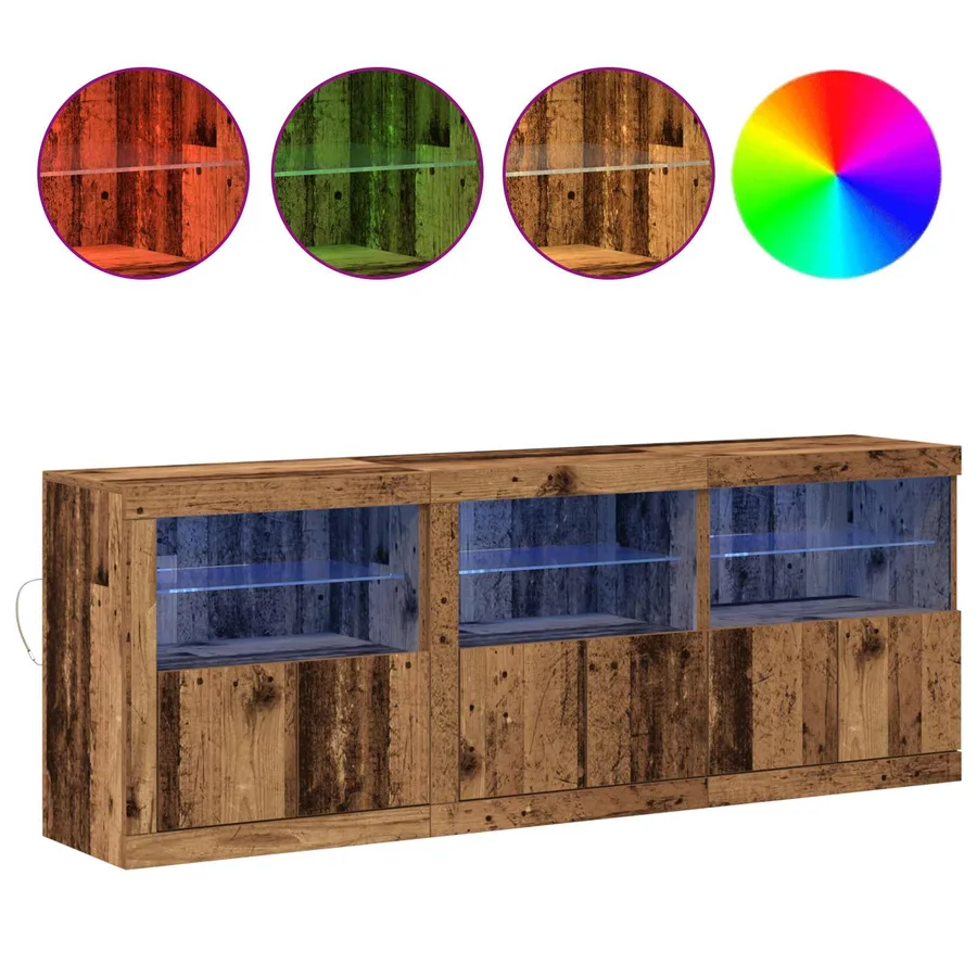 Buffet LED Bois Ancien 181 x 37 x 67 cm Bois d'ingénierie - 4