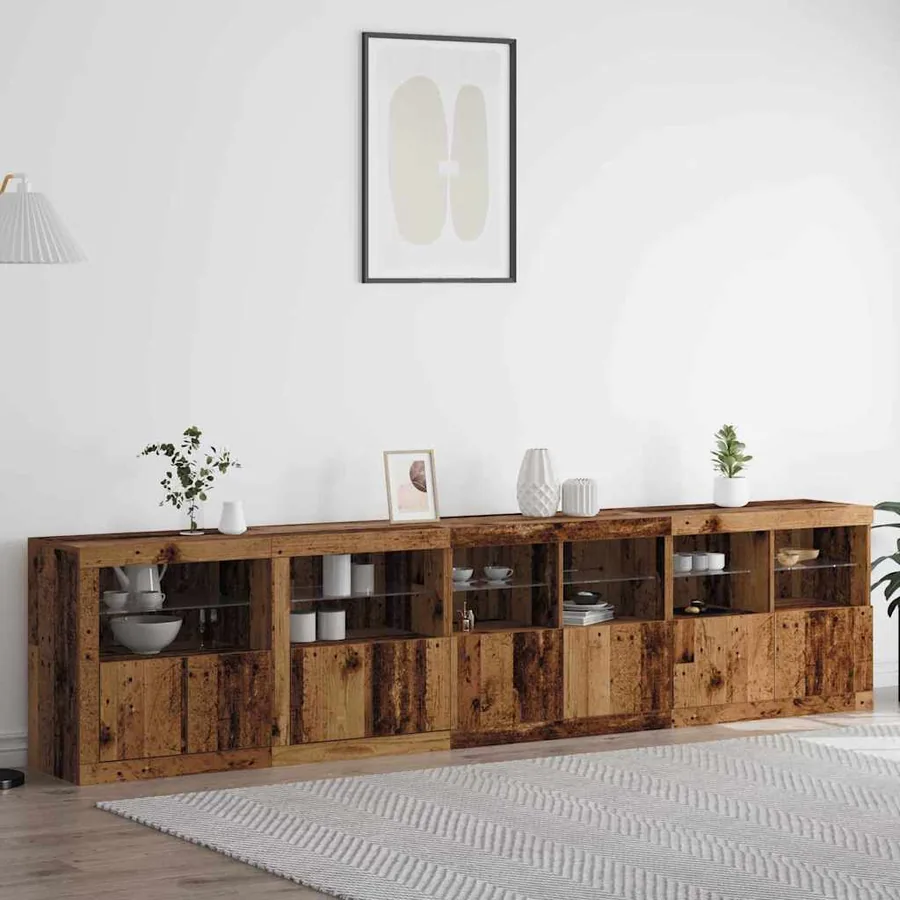 Buffet LED Bois ancien 283 x 37 x 67 cm Bois d'ingénierie
