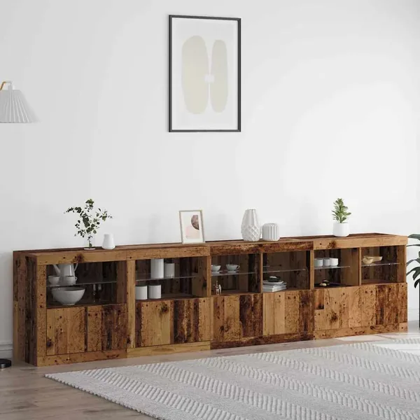 Buffet LED Bois ancien 283 x 37 x 67 cm Bois d'ingénierie
