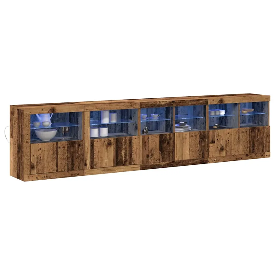 Buffet LED Bois ancien 283 x 37 x 67 cm Bois d'ingénierie - 3