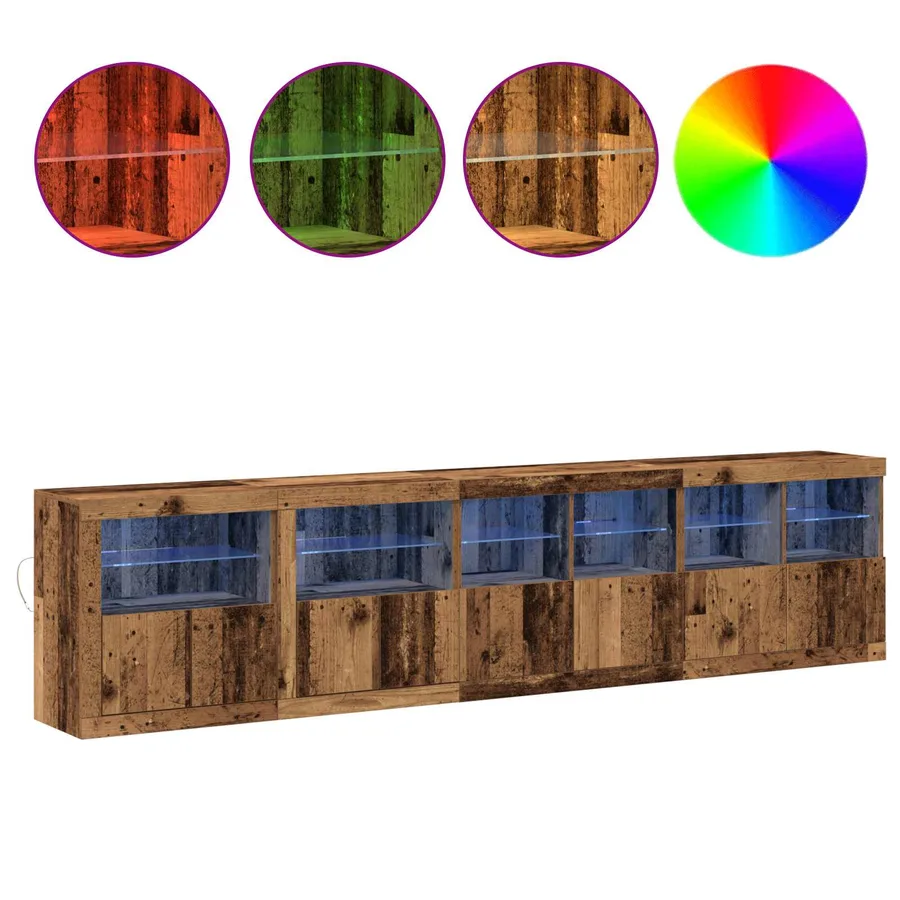 Buffet LED Bois ancien 283 x 37 x 67 cm Bois d'ingénierie - 4