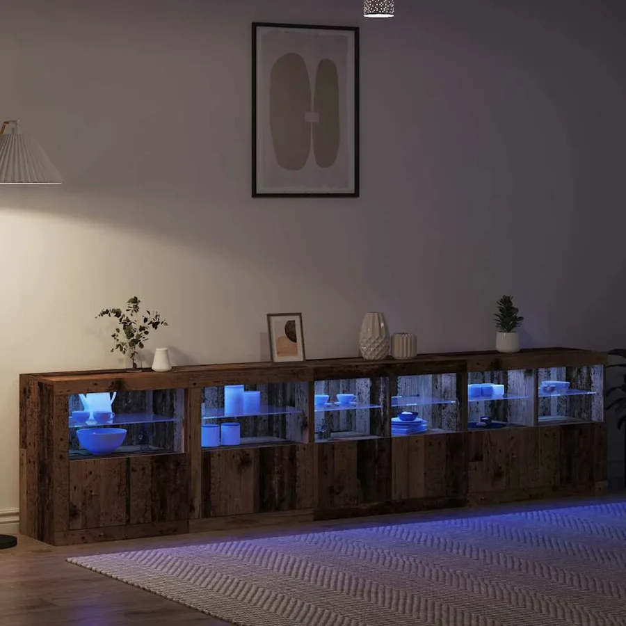 Buffet LED Bois ancien 283 x 37 x 67 cm Bois d'ingénierie - 5