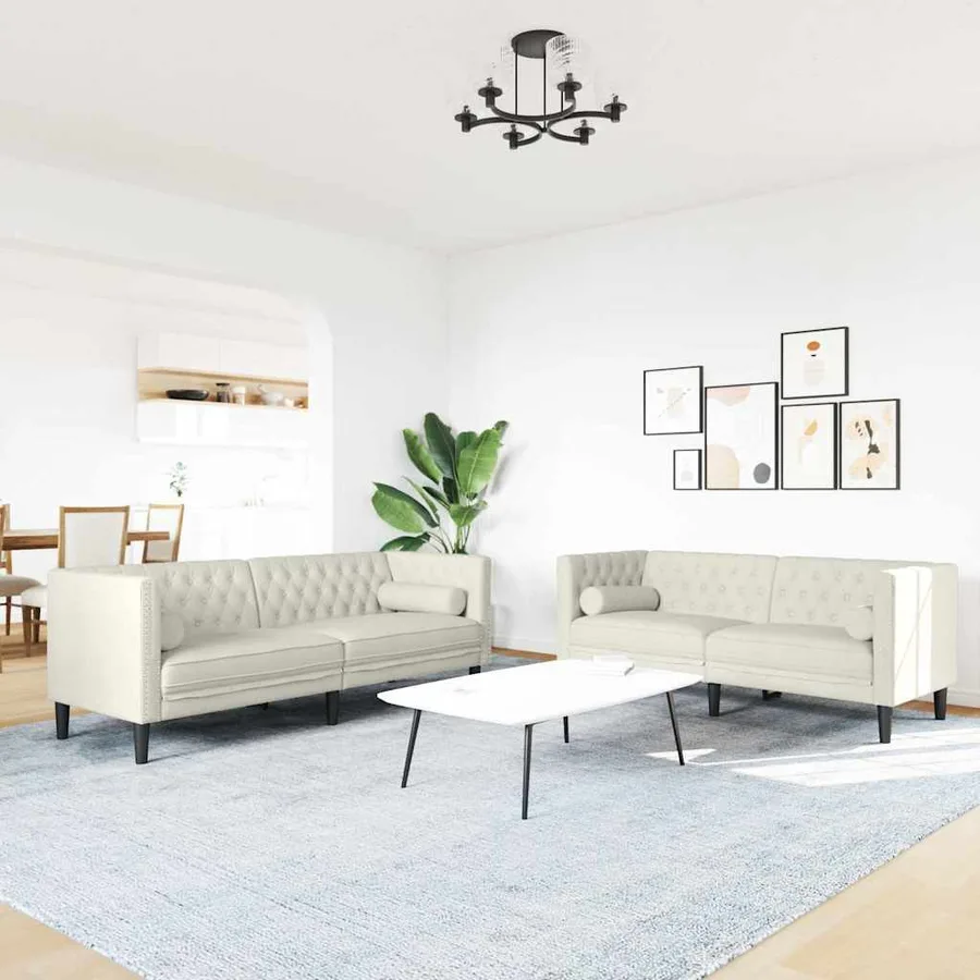 Ensemble de canapé Chesterfield et traversins 2pcs velours - 3