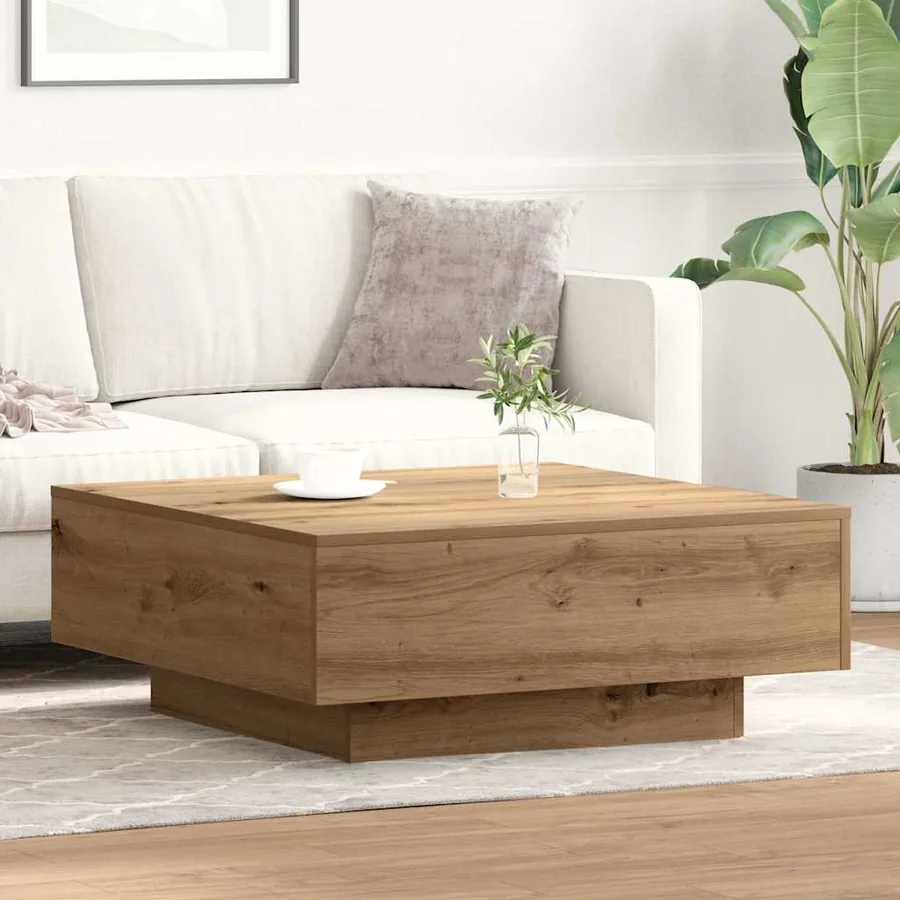 Table basse Chêne artisanal 80 x 80 x 31 cm
