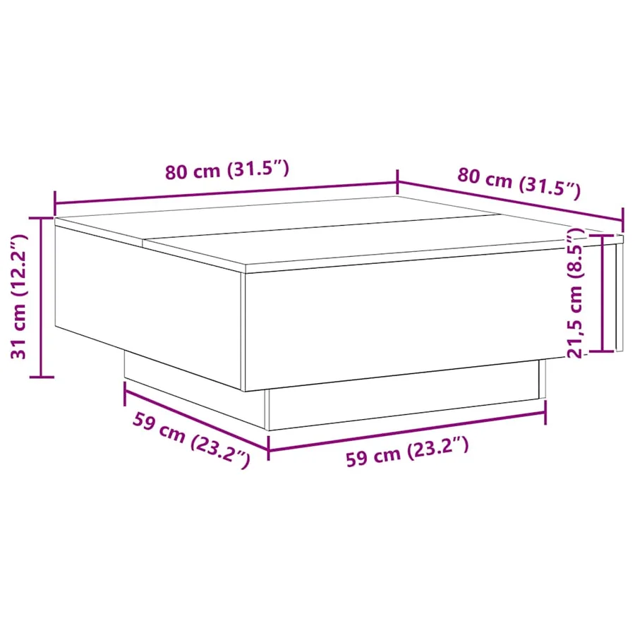 Table basse Chêne artisanal 80 x 80 x 31 cm - 12