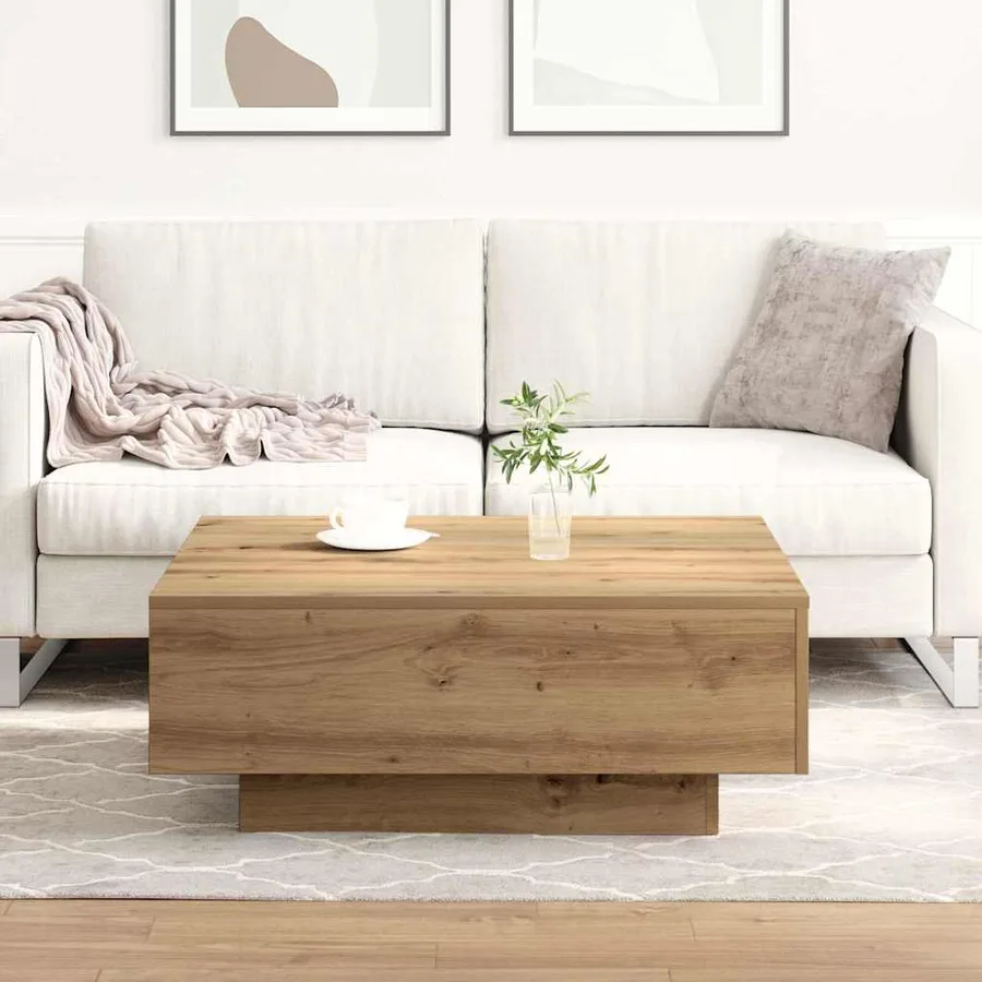 Table basse Chêne artisanal 80 x 80 x 31 cm - 4