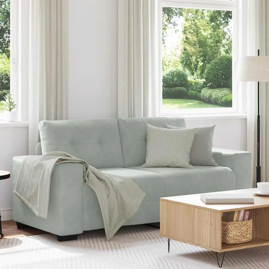 Canapé causeuse gris clair 180x77x82 cm velours