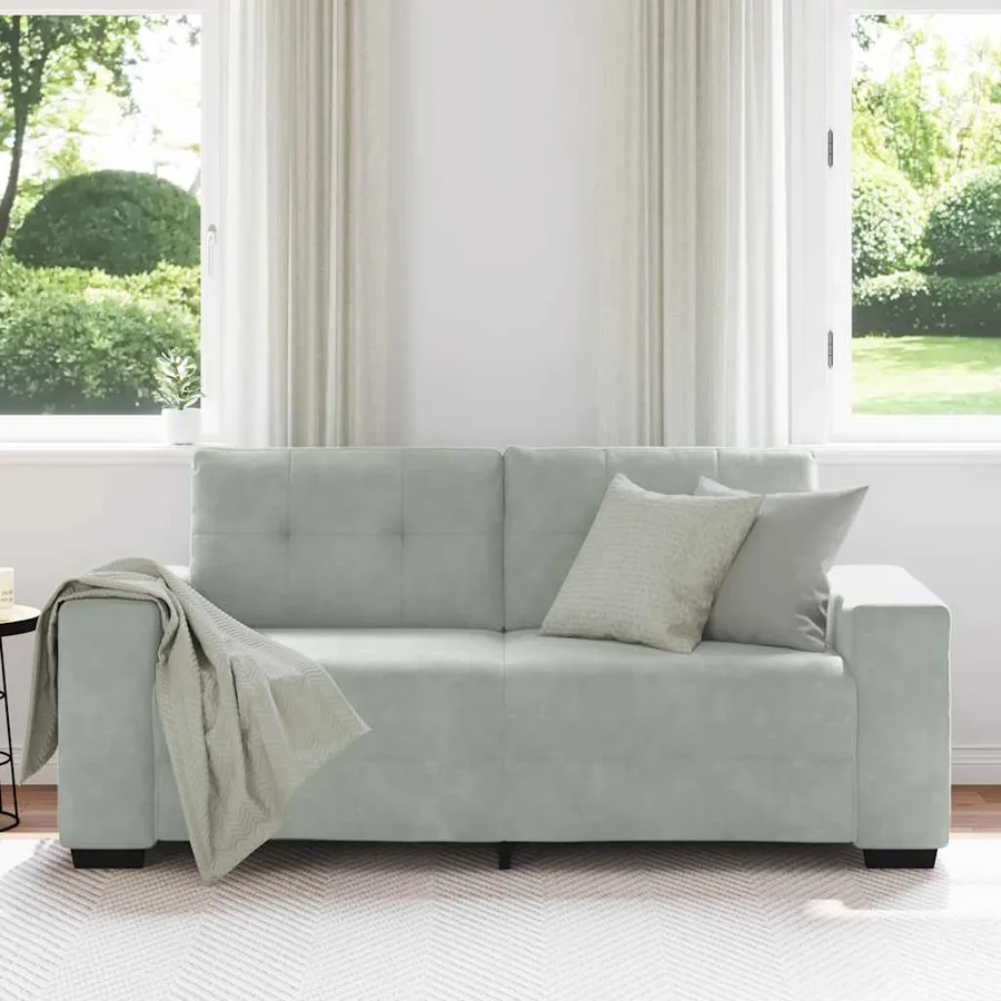 Canapé causeuse gris clair 180x77x82 cm velours - 3