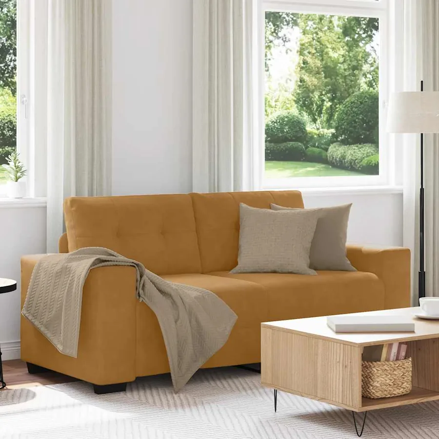 Canapé deux places marron 180x77x82 cm velours