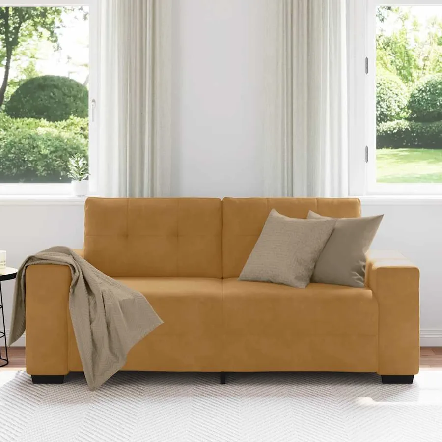 Canapé deux places marron 180x77x82 cm velours - 3