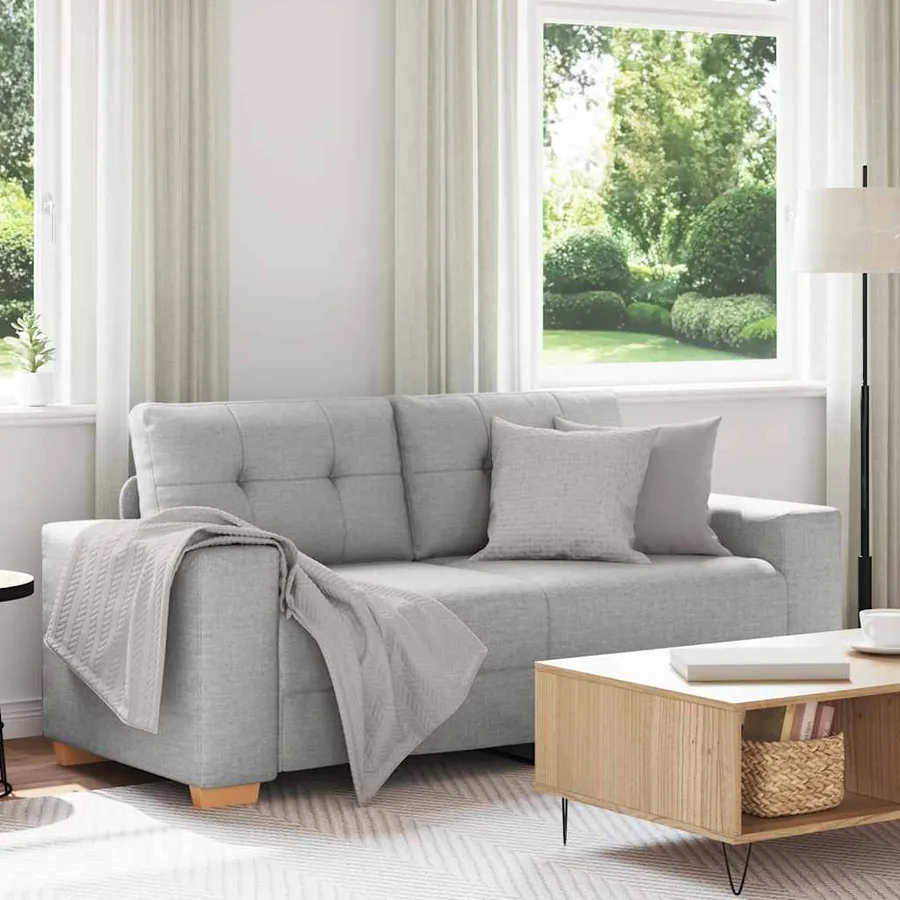Canapé deux places gris nuage 180 x 77 x 82 cm en tissu