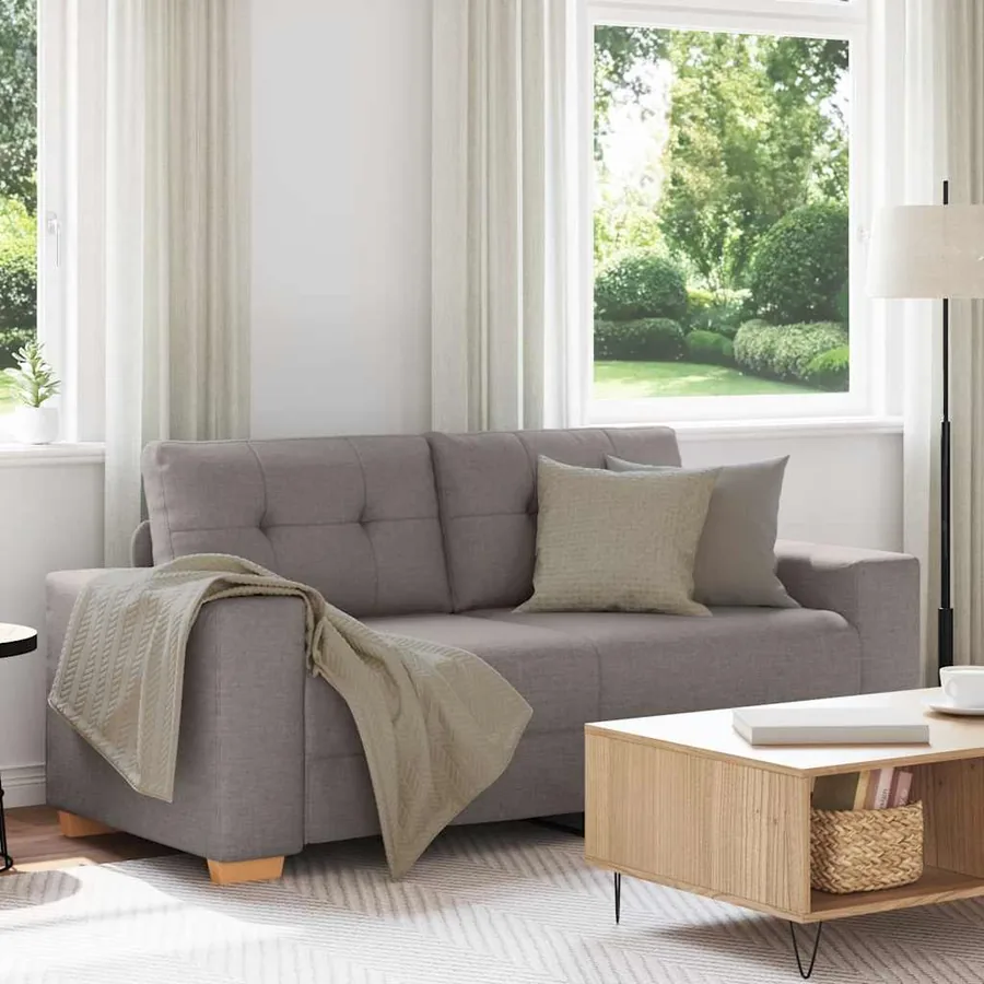 Canapé deux places taupe 180x77x82 cm en tissu