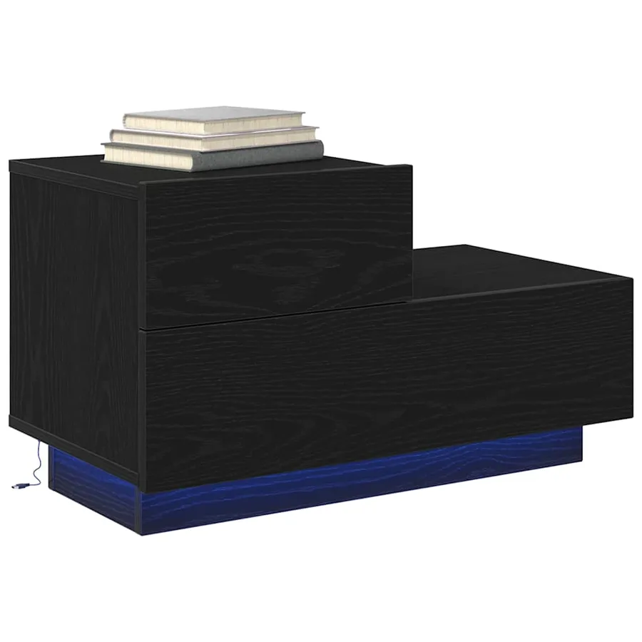 Cabinet de chevet avec tiroir Chêne noir 70 x 36 x 40,5 cm - 3